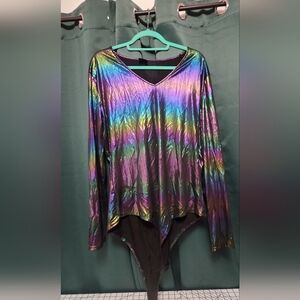 Multicolor Metallic Women's Spandex 3x Bodysuit